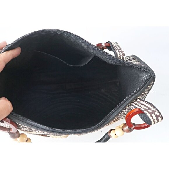 Vintage Handmade Colombian Woven Purse Arrow Cane Straw Top Handle Clutch Handba - Picture 5 of 8